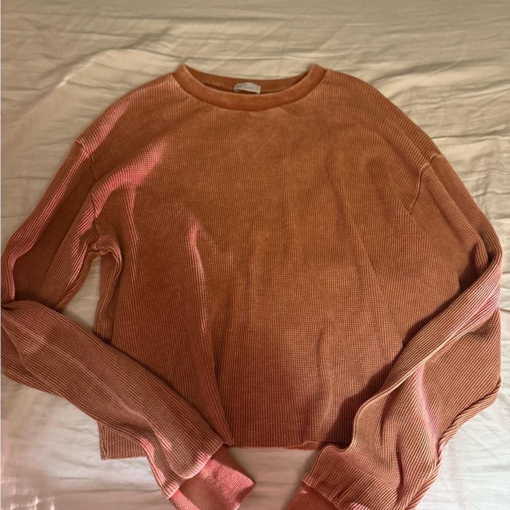 Rust Long Sleeve Ribbed Top - Picture 2 of 3